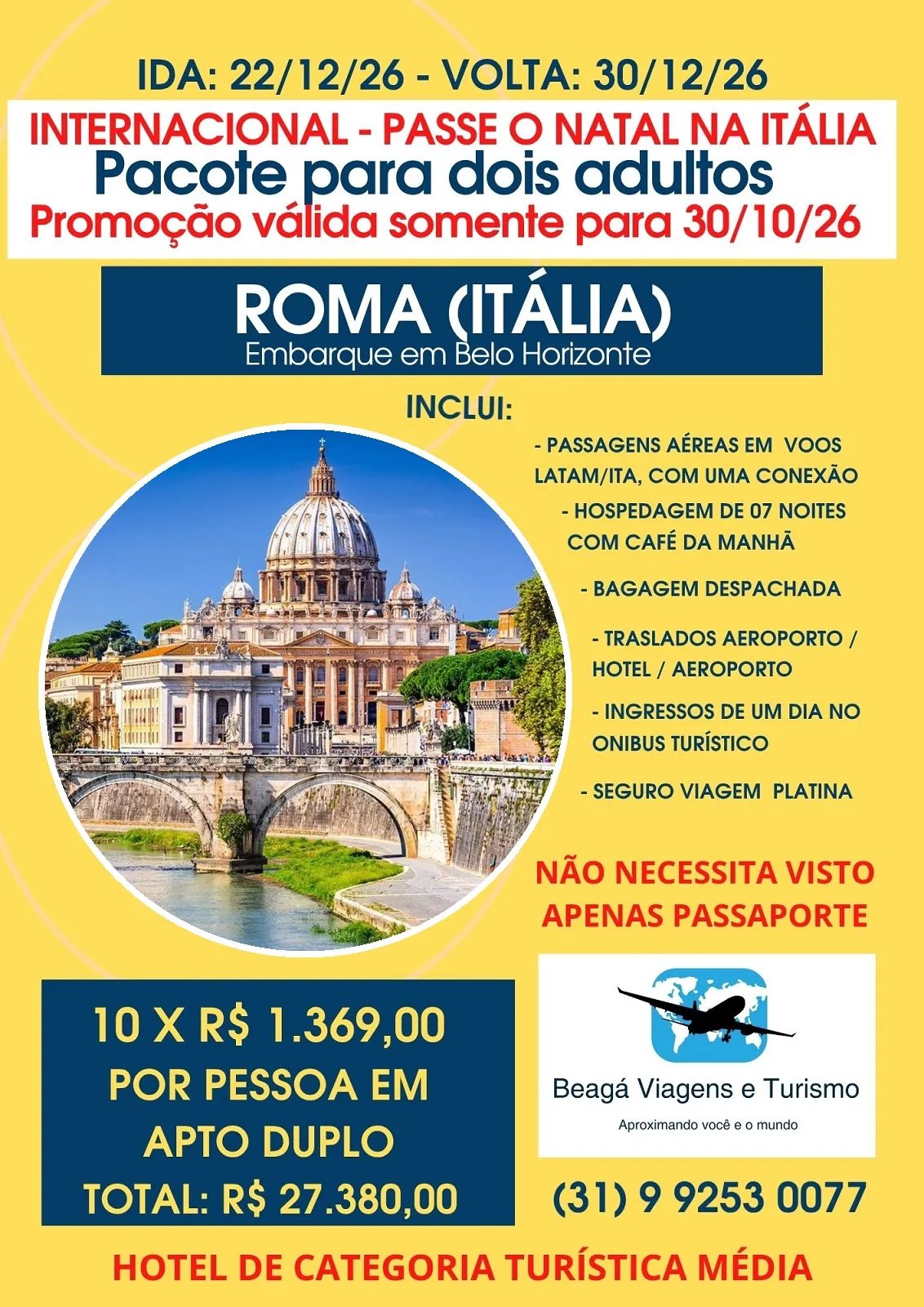 INTERNACIONAL - PASSE O NATAL EM ROMA!